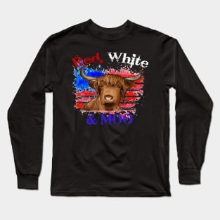 Highland Cow Red White & Moo Long Sleeve T-Shirt